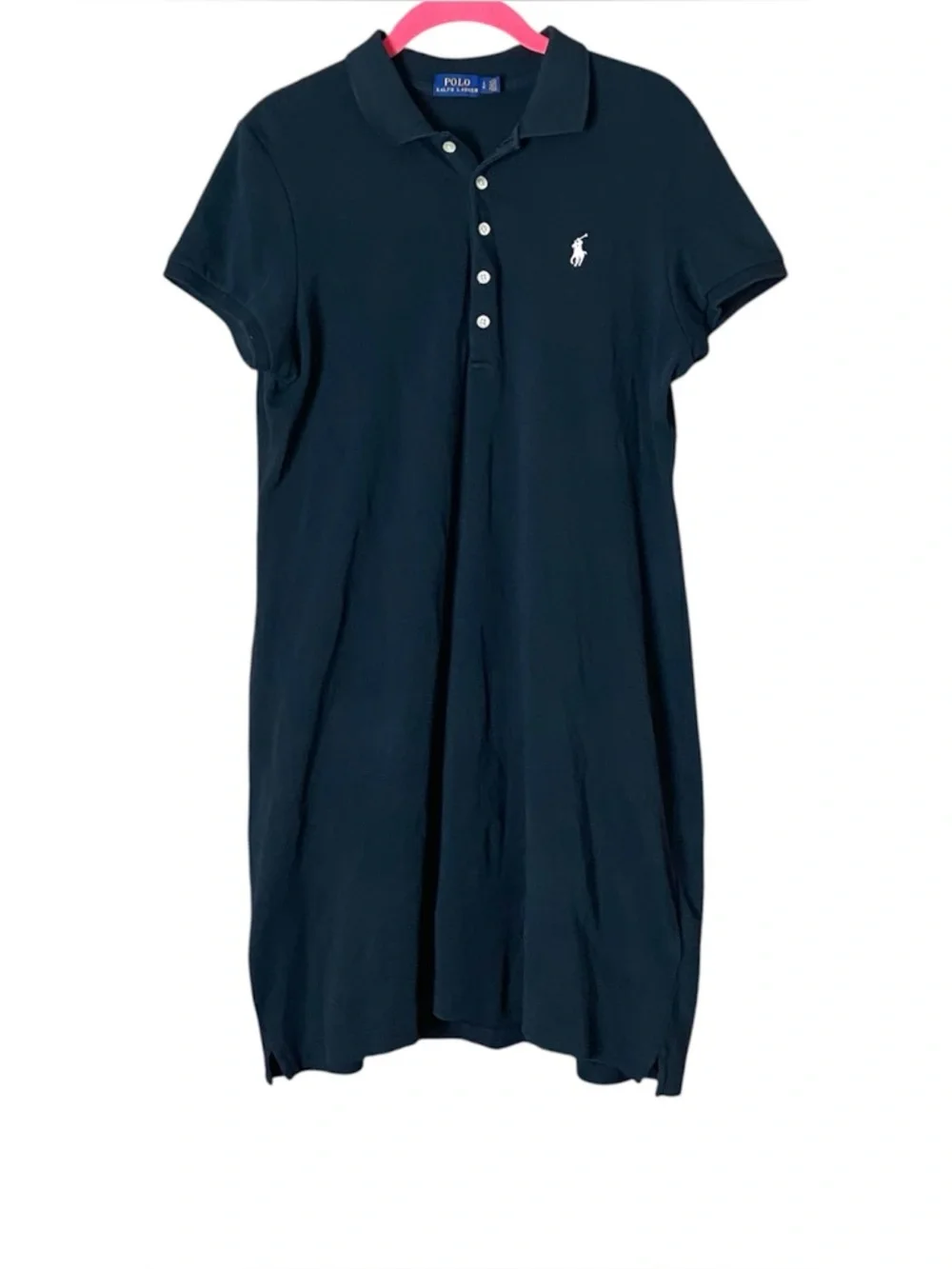 Polo Ralph Lauren Black Polo Dress L White Pony Preppy Cotton Classic - Picture 1 of 4